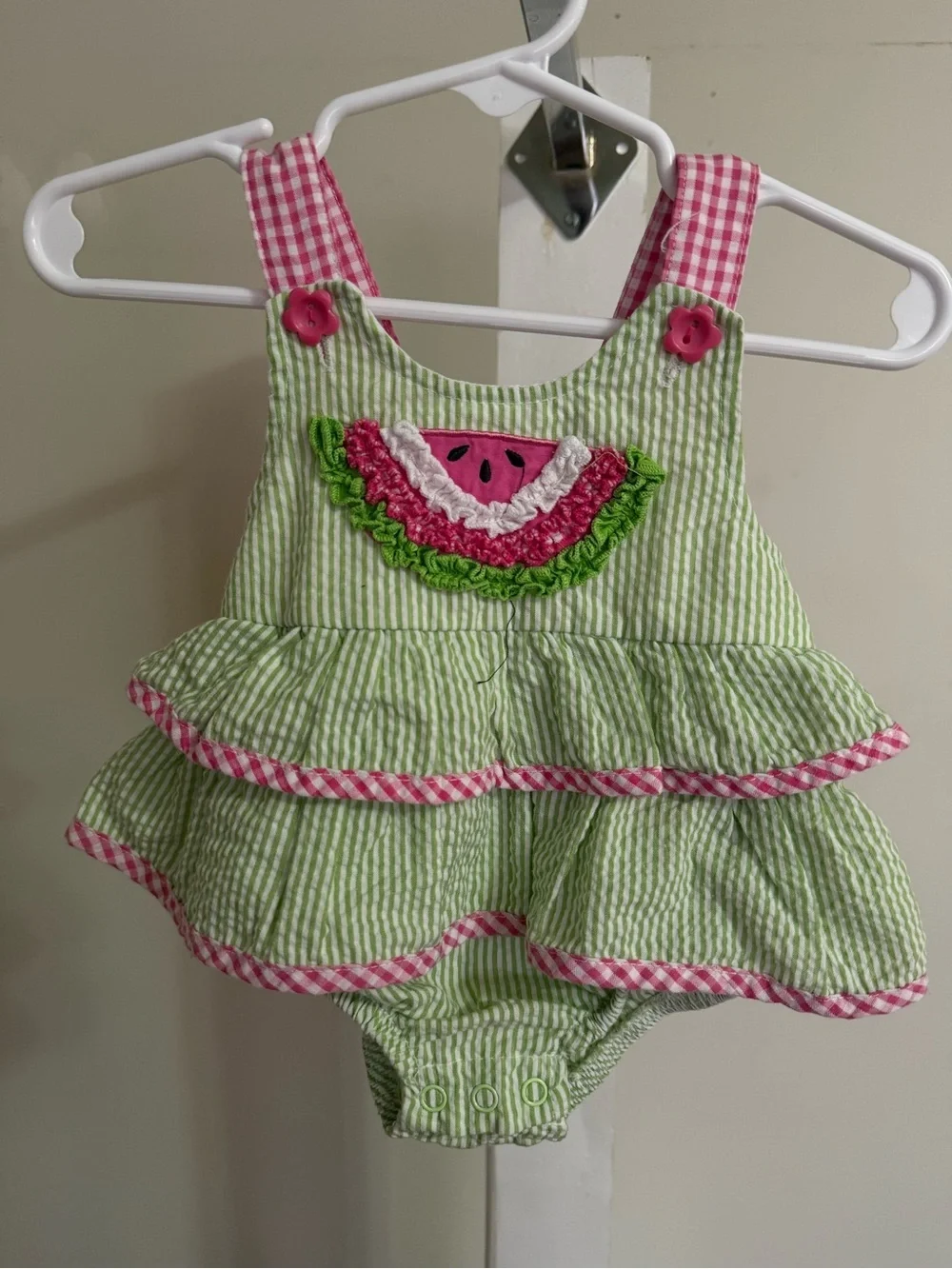 Nannette Watermelon Ruffle Romper